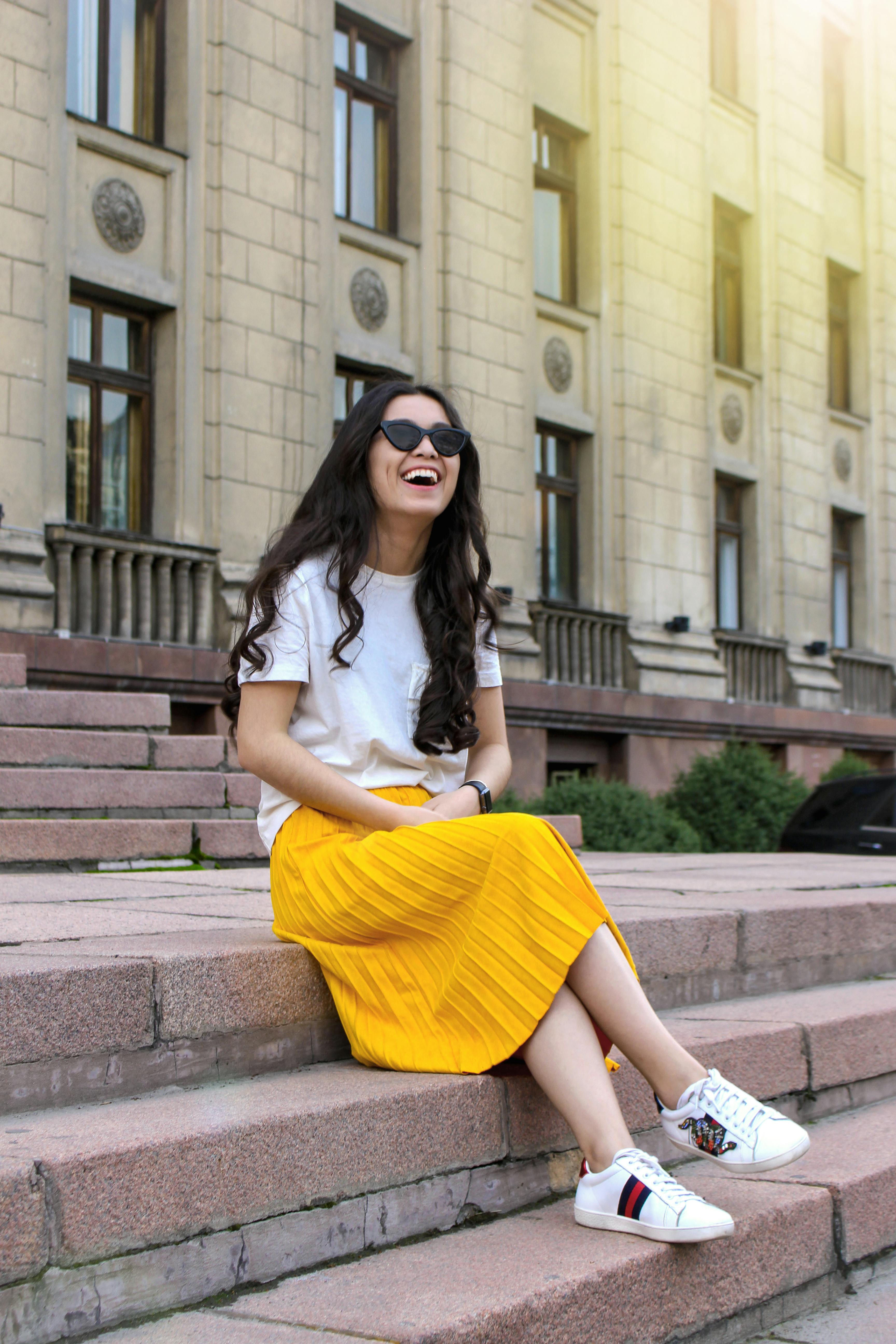 Happy Girl on Steps